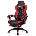 thumbnail image 1 of Gymax Chaise de Bureau pour Ordinateur Chaise de Jeu Réglable Pivotante avec Repose-Pieds Rouge, 1 of 10