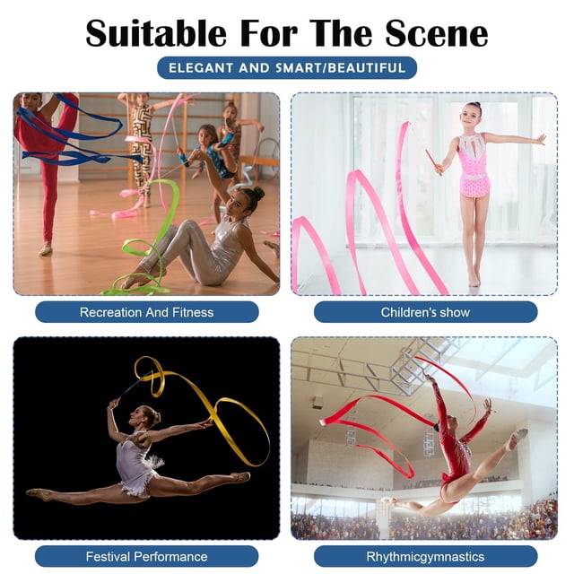 relayinert 6piece Easy Operation Satin Dance Ribbon For Smooth And Easy Grasping Performance Gymnastics Ribbon 1Set