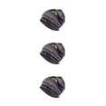 thumbnail image 4 of Baohd Bonnet Chapeau Musulman Hijab Imprimé Floral Foulard Coloré Turban Stretch Tête Wrap Mode Oreille Protection Bonnet Bleu Floral 3Set, 4 of 6