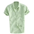 thumbnail image 5 of Mens Linen Short Sleeve Summer Solid Shirts Casual Loose Dress Soft Tops Tee, 5 of 5