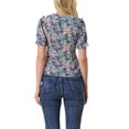 thumbnail image 3 of INSPIRE CHIC Blouse à Manches Courtes Smockée à Volants Col Peter Pan Floral pour Femmes TP Noir Violet, 3 of 6