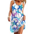 thumbnail image 1 of Daeful Robe d'Été à Bretelles, Robe Midi, Robes Trapèze, Femmes, Décontractée, Imprimé Floral, Évasée, Étoile de Mer, S, 1 of 9