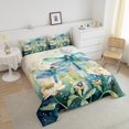 thumbnail image 4 of Erosebridal Ensembles de Literie Libellule Sauvage Complet avec Couette, Insert de Couette Fleurs de Lotus Botaniques Feuilles, Réversible 3 Pcs, Respirant, 4 of 7