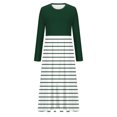 thumbnail image 4 of cfhntfmh Robes Maxi pour Femmes Automne Col Rond Manches Longues Robe Rayée Robe Tendance à Blocs de Couleur Robe de Détente avec Poches, 4 of 5