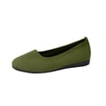 thumbnail image 1 of Womens Casual Shoes Large Size Knit Solid Color Simplicity Soft Sole Round Toe Flat Bottom Slip on Lightweight Comfortable Breathable Mesh Walking Shoes Army Green, 1 of 1