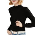 thumbnail image 2 of FAIWAD Women's Basic Long Sleeve Undershirts Tops Round Neck Slim Stretch Tight Pullovers Tops, 2 of 4