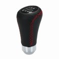 thumbnail image 3 of Car Manual Gear Shift Knob Shifter Black Leather Red Stitch 6 Speed Universal, 3 of 8