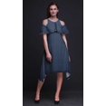 thumbnail image 3 of Bimba Robe Midi à Manches Volantées pour Femmes, Tunique Évasée à Épaules Dénudées à Imprimé Bloc - Très Petit, 3 of 6