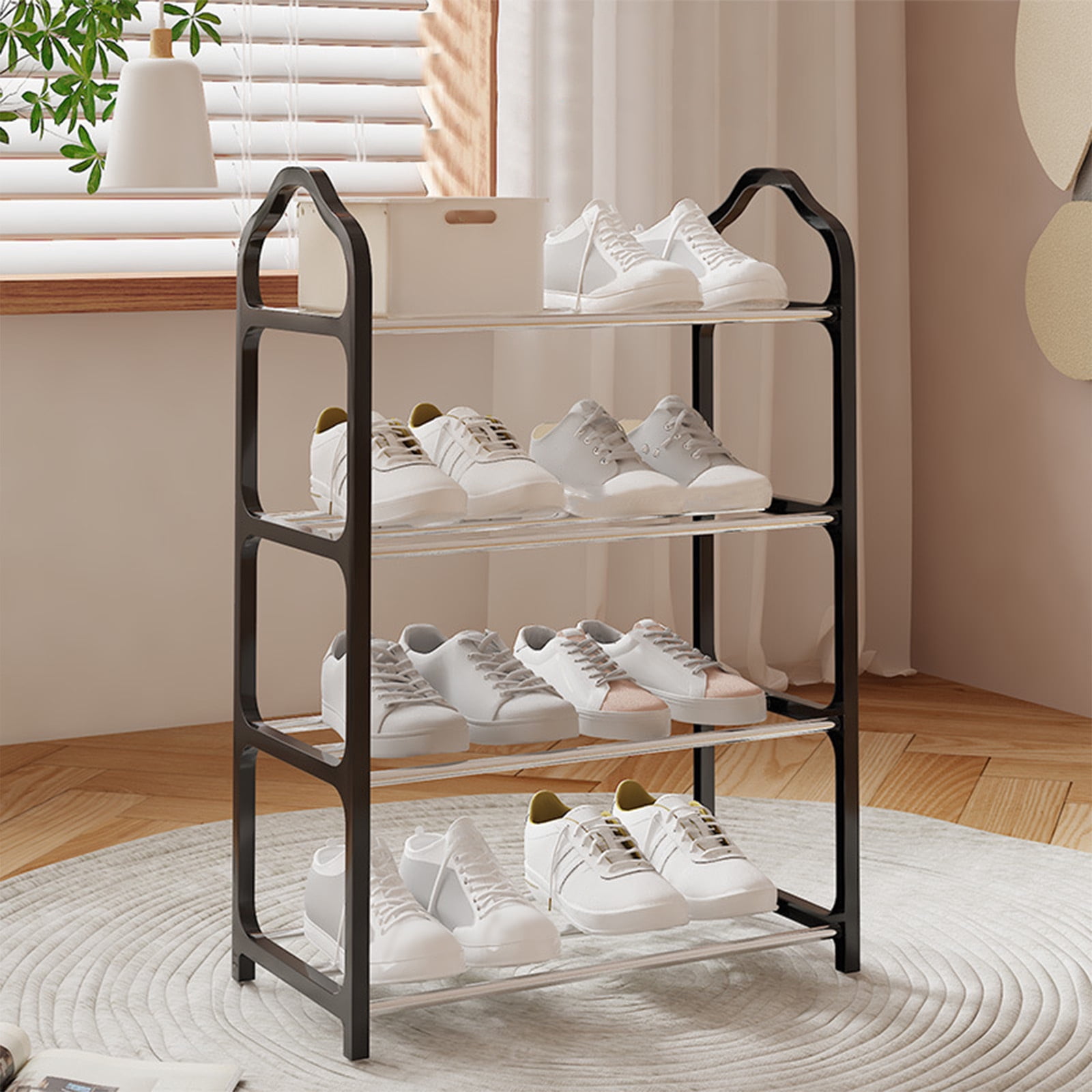 TopLLC Shoe Rack, Shoe Rack Organizer Shoe Rack Shoe Rack Storage Organizer With 4 Tiers Metal Shelves For Bedroom Closet Entry Dorm Room Shoe Rack
