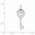 thumbnail image 2 of Pendentif en Forme de Clé en Zircon Cubique Plaqué Rhodium en Argent Sterling 925, 2 of 2