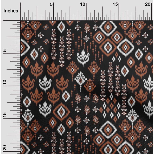 oneOone Cotton Poplin Fabric Block & Geometric Ikat Print Sewing Fabric BTY 42 Inch Wide