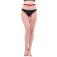 thumbnail image 1 of Penkiiy Bas Résille pour Femmes Chaussettes de Mode pour Femmes Couleur Chaussettes Perforées à la Mode Chaussettes en Filet de Pêche Super Élastiques Chaussettes à Bout Fermé en Maille Collants Rouges, 1 of 2