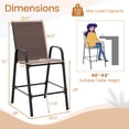 thumbnail image 3 of Costway 2 PCS Outdoor Bar Stools 29" Fabric Bar Height Stools with Armrests & Footrest Brown, 3 of 10