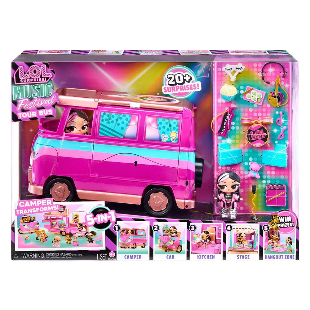 Autobus de tournée LOL Surprise! Music Festival – ensemble de jeu 5 en 1, poupée exclusive incluse, excellent cadeau pour les enfants de 4 ans et +