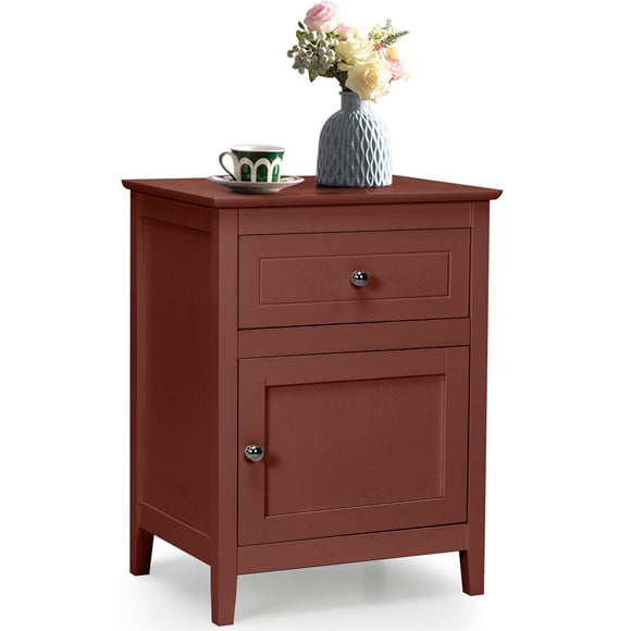 Giantex Wooden End Table w/Shelf, 2-Tier Storage Bedside Sofa Table w/Solid Structure, Coffee Table Nightstand