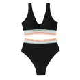 thumbnail image 2 of TACILIP Womens High Waisted Bikinis Set V Neck Swimsuit 2 Piece Bathing Suit Color Block Swimwear, 2 of 6