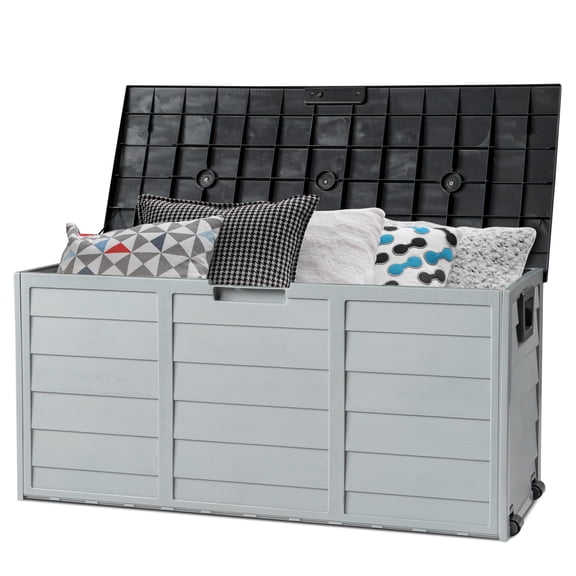 Ktaxon Coffre de Terrasse de Rangement en Plastique pour Jardin Extérieur 75gal Outils Coussins Jouets Noir