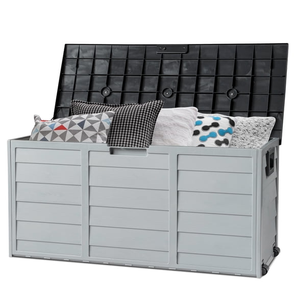 Ktaxon Coffre de Terrasse de Rangement en Plastique pour Jardin Extérieur 75gal Outils Coussins Jouets Noir