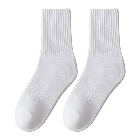 MIASHUI Women's Mid-Crew Socks Thermal Winter Socks for Women Cozy Stackable Socks with Grips Sleep Socks White