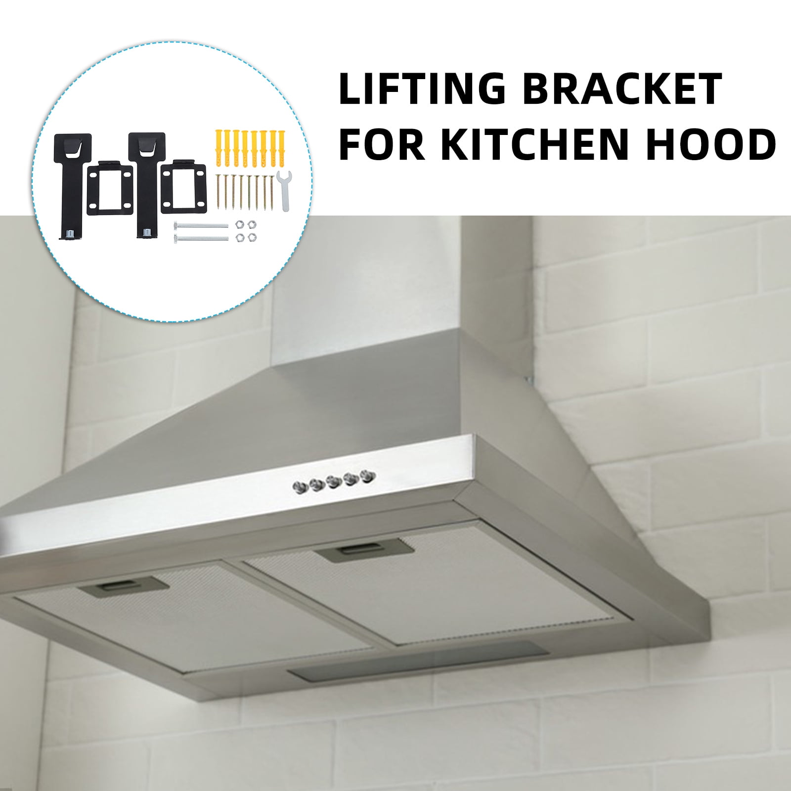 IDEANATEGRATE 2Set Universal Range Hood Brackets Adjustable Height Cooker Hood Mount Black for Kitchen