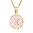 thumbnail image 1 of Colliers, Collier Lettre Coquille Mignonne pour Filles, Pendentifs Pièce pour Filles en Acier Inoxydable Colliers Initiale pour Femmes Bijoux Rond, 1 of 7