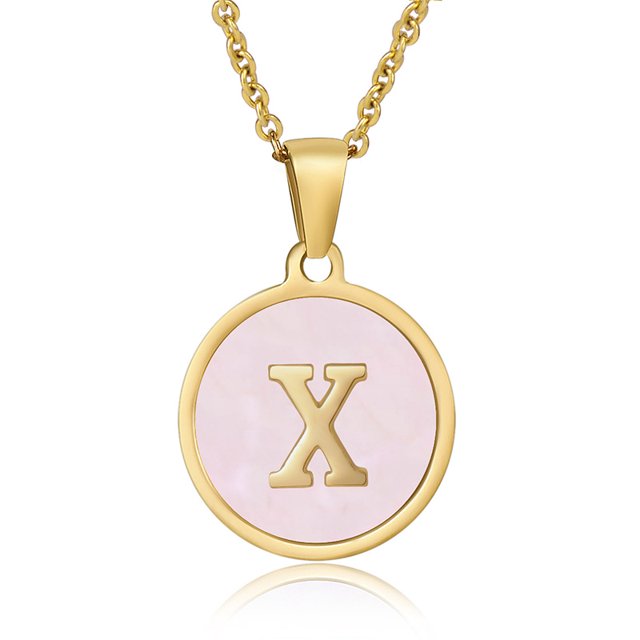 Colliers, Collier Lettre Coquille Mignonne pour Filles, Pendentifs Pièce pour Filles en Acier Inoxydable Colliers Initiale pour Femmes Bijoux Rond