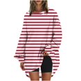 thumbnail image 2 of RXIRUCGD Chandail en Molleton Oversize à Col Rond pour Femmes Imprimé Manches Longues Tunique, Rouge, Taille : m, 2 of 5