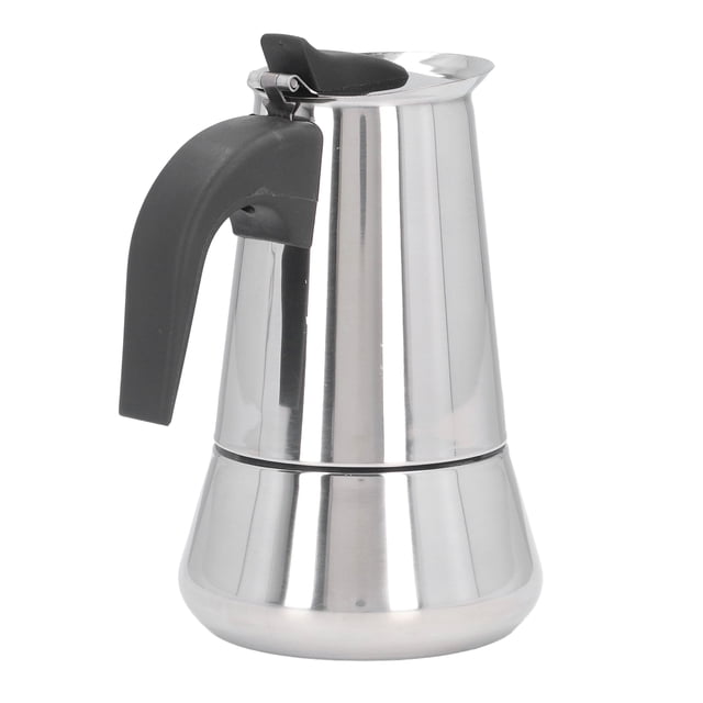 Moka Pot, Stainless Steel Heat Curved Handle Stovetop Espresso Maker Mirror Polishing Rustproof Easy To Clean Espresso Machine With Valve For Home, Travel, Office