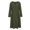 thumbnail image 4 of Gspmoly Robe pour Femmes, Robe Décontractée pour Femmes à Col en V Uni à Manches Longues avec Boutons, Longueur Genou, Robes de Vacances pour Femmes jusqu'à 60 % de Rabais, 4 of 6