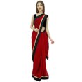 thumbnail image 2 of Atasi Blouse pour Femme Unie Bordeaux Indienne de Designer en Georgette Saree avec Pièce, 2 of 7