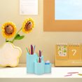 thumbnail image 4 of Multifunctional Organizer Desk Caddy with Compartments, Durable Plastic Office Accessory Tray for Pens Brushes, Portable Countertop Storage for Home Office Bathroom School Art Supplies, Blue, 4 of 7