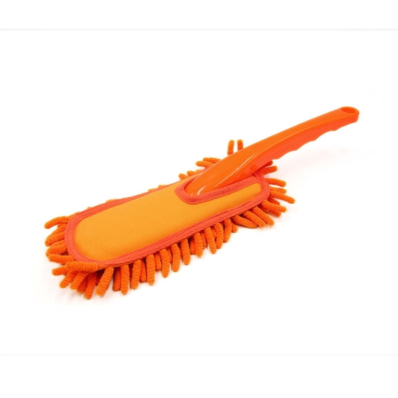 Unique Bargains Brosse à Poussière en Microfibre Chenille avec Manche en Plastique pour Nettoyage de Voiture et Véhicule Orange