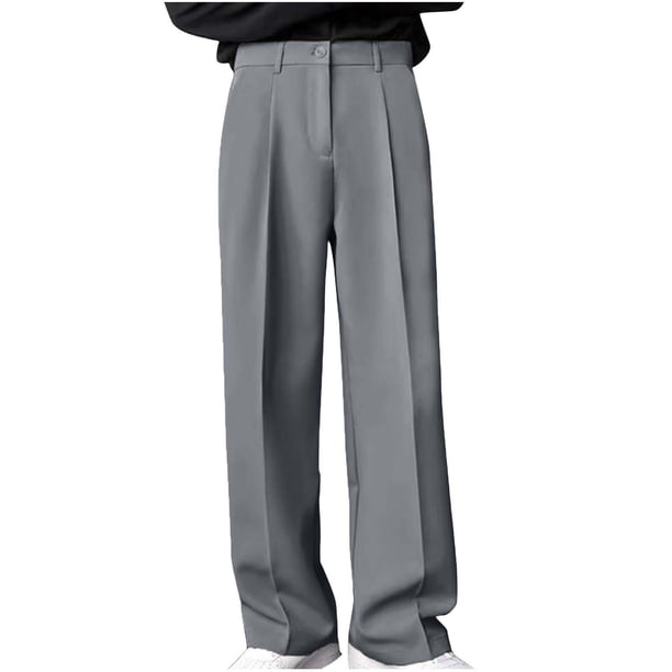 Men Solid Color Zipper Button Straight Leg Wide Leg Casual Suit