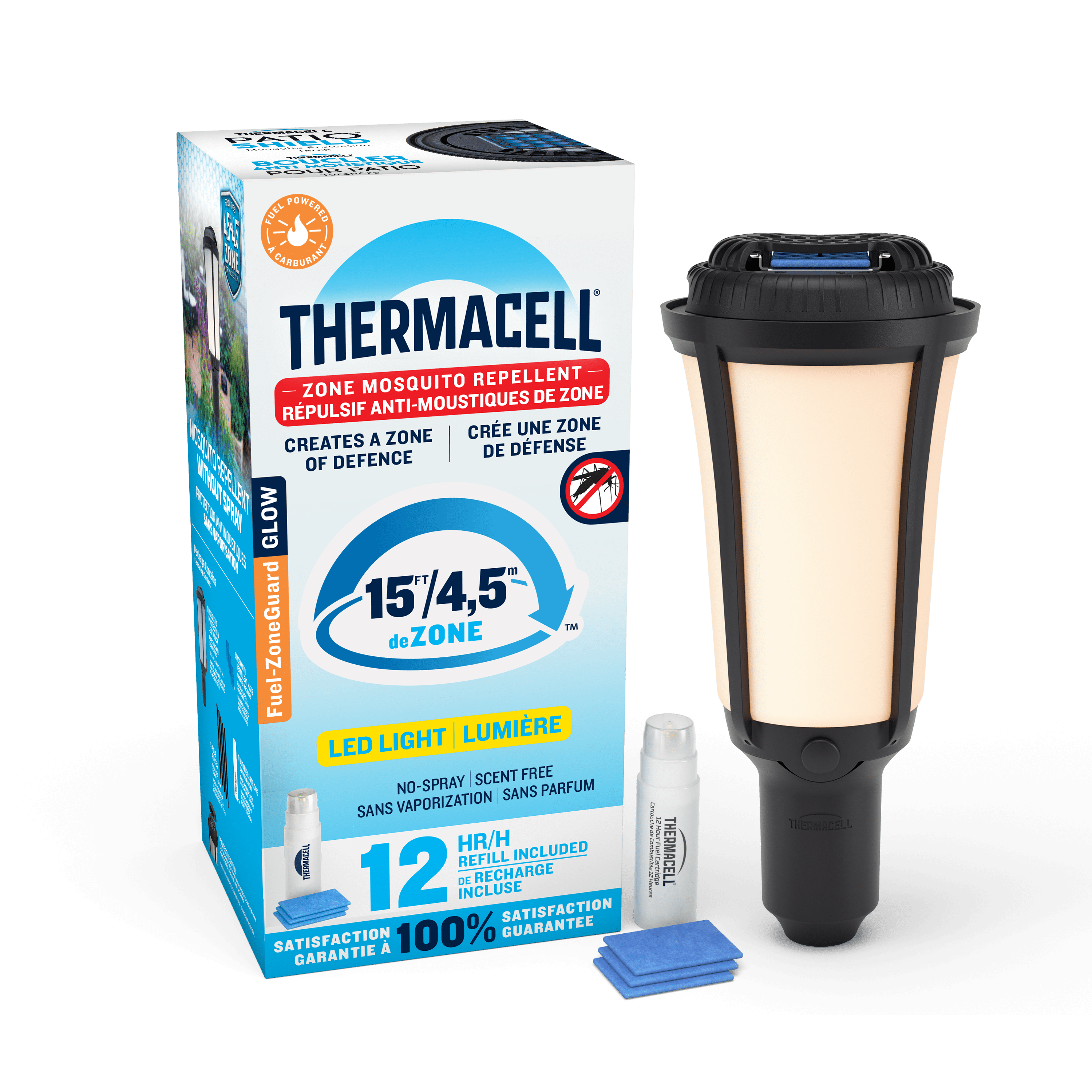 Thermacell Fuel-ZoneGuard Glow Fuel Powered Mosquito Repeller + Torch with 12-Hr Refill