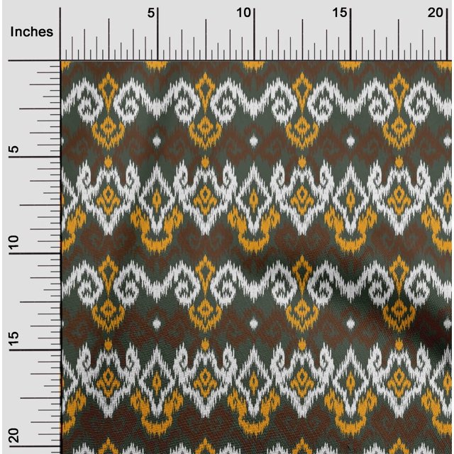 oneOone Silk Tabby Fabric Diamond & Swirl Ikat Print Fabric By Yard 42 Inch Wide