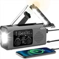 thumbnail image 1 of 2X Emergency Radio Hand Crank Radio Multi-Function AM/FM/NOAA Solar Hand Crank Emergency Radio SOS Alarm 4000mah Gray, 1 of 7