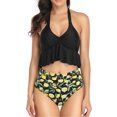 thumbnail image 1 of WREESH Women'S High Breast Contrast Gradient Split Bikini Set One Piece Swimsuit, 1 of 9