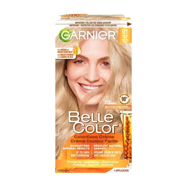 Garnier Belle Color Coloration Permanente, 91 Blond Clair Cendré, Couverture du Gris à 100%, Enrichi aux Huiles d'Argan et de Germe de Blé - 1 Application