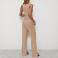 thumbnail image 3 of Woman Solid Color Sleeveless Sets, 2025 New Fashion Round-Neck Sleeveless Tank with Drawstring Long Pants Suits, Loungewear Tracksuits Two Piece Short Set for Lady Khaki XXL, 3 of 5