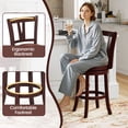 thumbnail image 4 of Gymax 26'' Counter Height Swivel Barstools Set of 2 High Backs & Footrests Solid Wood, 4 of 8