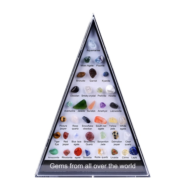 Aodebiao Collection de Roche pour Enfants - 36 Sortes de Spécimens, Kit de Pierres Précieuses et Cristaux Agate en Cristal Naturel Semi - Pierres, Ensemble d'Éducation Minérale Science Géologique Jouets STIM, Cadeaux pour Garçons et Filles