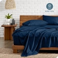 thumbnail image 2 of Bare Home Premium 1800 Collection 4-Piece Bed Sheet Set, Full-XL, Heathered Dark Blue, 2 of 7