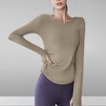 thumbnail image 2 of Timegard Yoga Tops for Women Long Sleeve V-Neck Ruched Tee Trackshirts Athletic Workout Running Tops, 2 of 4