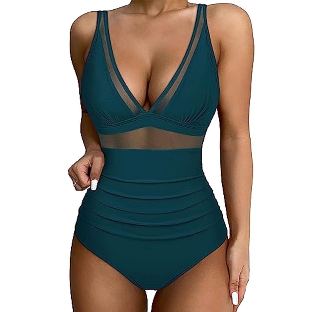 LSLJS Women's Swimsuit Mode Assortie Multi-Couleur Imprimée Ajustement Serré et Rassemblement Swimsuit