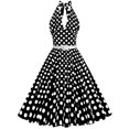 thumbnail image 1 of Birdeem Robe de Soirée pour Femmes, Confortable, d'Été, à Manches Courtes, Dos Nu, Col en V, Vintage, Coupe Régulière, à Pois, 1 of 8