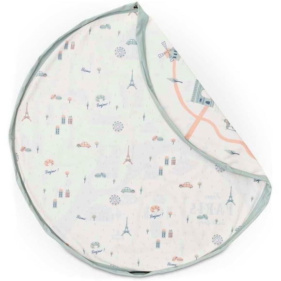Play & Go - Motif Carte de Paris - Tapis de Jeu 3-en-1 - Sac de Rangement et Sac à Couches - Amusant et Interactif pour Enfants - Diamètre 140 cm - Convient aux Nouveau-nés et Tout-petits - Facile à T