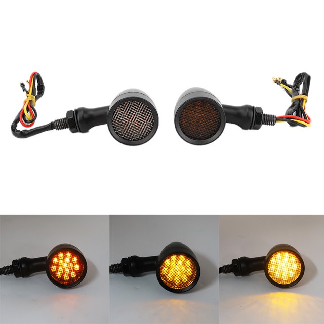 Feu de Frein 2Pcs Clignotants de Moto Feu de Frein Modification de Calandre Vintage Accessoirenoir