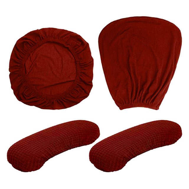 Ensemble de Housses de Chaise de Bureau Extensibles en Rouge, Incluant des Housses d'Assise et de Dossier, Conçues pour les Chaises Pivotantes et de Jeu. Fabriquées en Fibre de polyester durable, les Housses Sont Douces, Infroissables et Lavables à la machine. Dotées d'Un Bord Extensible Élastique pour une installation Facile et un Ajustement Serré. Convient aux dimensions de Chaise avec une Largeur et une Profondeur de 38-48 cm (14.96-18.9 Pouces) et une Hauteur de Dossier de 38-48 cm (14.96-18.9 Pouces). Idéal pour Protéger