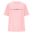 thumbnail image 4 of JIRNDf Hauts pour Femmes T-Shirts d'Été Tendance Imprimé Lettres Surdimensionné Col Rond Manches Courtes Décontracté Sport Ample Décontracté Simple T-Shirts Graphiques Mignons pour Adolescentes Rose TTG, 4 of 4