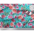 thumbnail image 3 of Soimoi Moss Georgette Fabric Leaves & Rose Flower Printed Fabric 1 Yard 42 Inch Wide, 3 of 3
